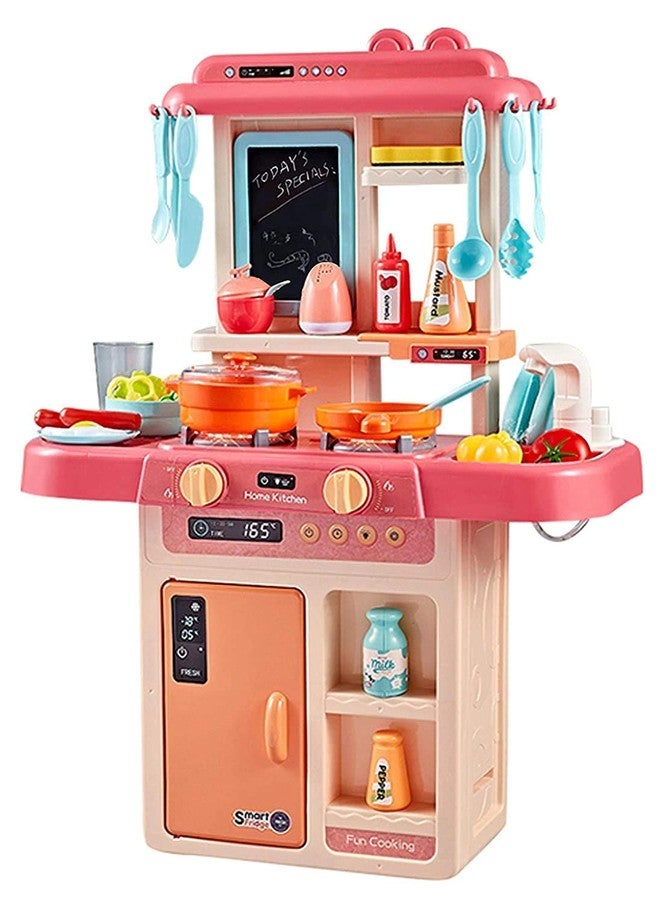MANVI Kitchen Set For Kids Girl, Kitchen With Suitcase, Play Kitchen Set Pink Kids Kitchen Play Set Great Educational Toy Gifts For Girls (36 Pcs Kitchen Set) - Image 1